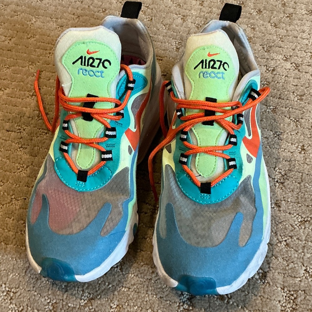 Nike Air Max 270 React women’s shoes- Blue, Green, Orange